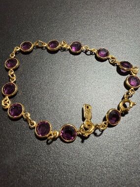 Gold Bracelet with Purple Gemstone Accents